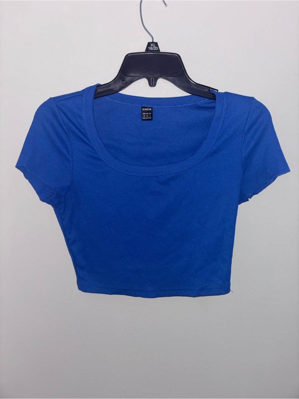 SHEIN Electric Blue Scoop Neck Cropped Tee